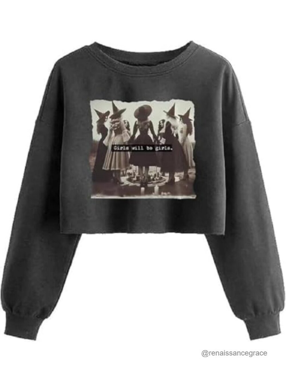 Women's Cotton Blend Crop Sweatshirt Halloween Thanksgiving Crew Neck Long